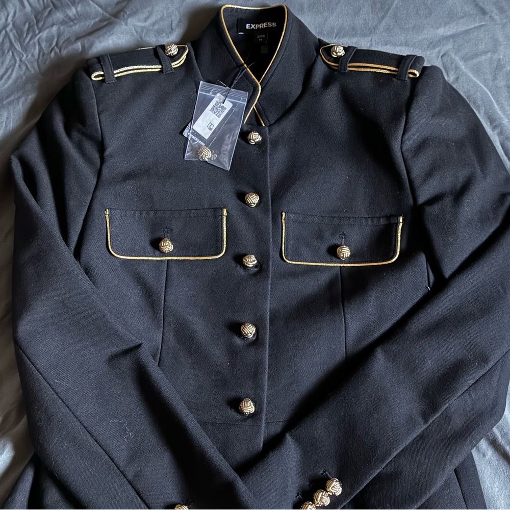 Express Black and Gold Military Jacket